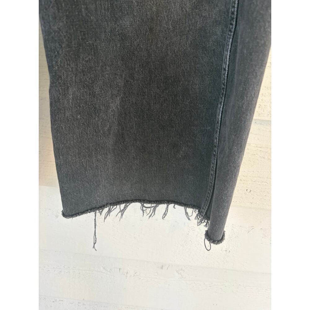 Old Navy High Rise Baggy Wide Leg Jeans Black Wash Raw Hem Size 0 - Picture 6 of 7